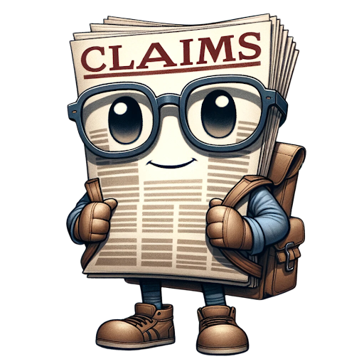 Mr. Claims, the CuraClaims guide, standing at the base of the claims genome